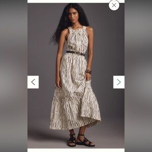 Anthropologie Somerset Maxi Dress: Poplin Halter Edition:NEUTRAL MOTIF Large NWT